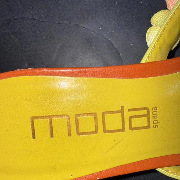 Moda Spana Orange Yellow Kitten Heel Flip Flop Floral Preppy Vintage Y2K Sz 6 - Picture 6 of 15